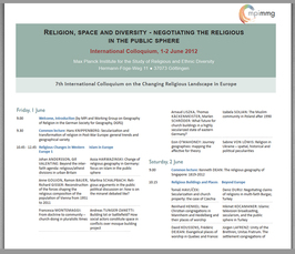 "Religion, space and diversity - negotiating the religious in the public sphere"