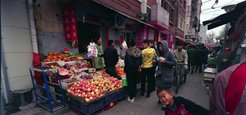 A farmer’s market in an alley in Beijing.