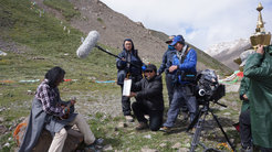 Collecting mountain folk songs from a local singer, July 2012.