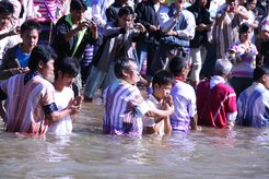 Karen Baptization ritual in Mae Ru Ma Luang Refugee Camp.