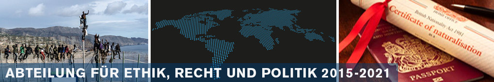 Bildmontage zum Thema Ethik, Recht und Politik