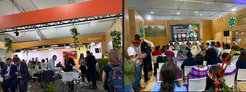 Left: The German pavilion - Right: Panel at an Indigenous Peoples’ pavilion © Steven Vertovec, 2022