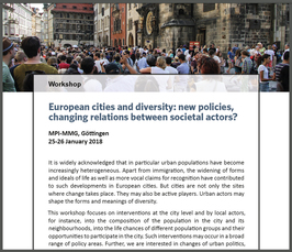 "European cities and diversity: new policies, changing relations between societal actors?" 