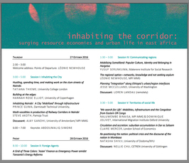 "Inhabiting the corridor: surging resource economies and urban life in East Africa" 