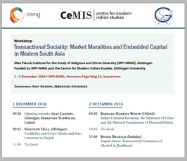 "Transactional Sociality: Market Moralities and Embedded Capital in Modern South Asia" 