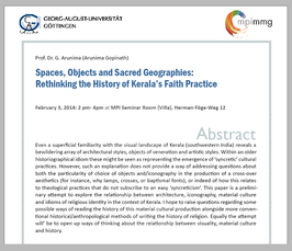 "Spaces, Objects and Sacred Geographies: Rethinking the History of Kerala’s Faith Practice"