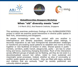 "When 'old' diversity meets 'new' - GlobalDivercities Singapore Workshop" 
