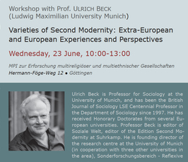 "Varieties of Second Modernity: Extra-European and European Experiences and Perspectives" 