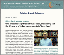 CANCELLED - "The unbearable lightness of trust: trade, masculinity and the life-world of Indian export agents in Yiwu, China"