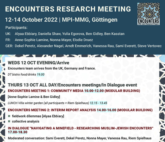ENCOUNTERS RESEARCH MEETING ENCOUNTERS RESEARCH MEETING
